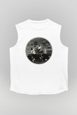 Turnstile Baskılı Beyaz Unisex Kolsuz Tişört - Tshirt