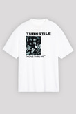 Turnstile Baskılı Beyaz Unisex Oversize Tişört - Tshirt