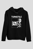 Turnstile Baskılı Unisex Siyah Kapüşonlu Sweatshirt