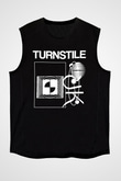 Turnstile Baskılı Unisex Siyah Kolsuz Tişört - Tshirt