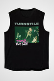 Turnstile Baskılı Unisex Siyah Kolsuz Tişört - Tshirt