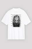 Tutankhamun Baskılı Beyaz Unisex Oversize Tişört - Tshirt