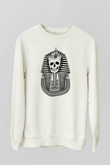 Tutankhamun Baskılı Beyaz Unisex Sweatshirt