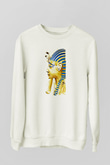 Tutankhamun Baskılı Beyaz Unisex Sweatshirt