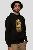 Tutankhamun Baskılı Unisex Siyah Hoodie
