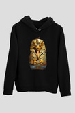 Tutankhamun Baskılı Unisex Siyah Hoodie
