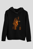 Tutankhamun Baskılı Unisex Siyah Hoodie