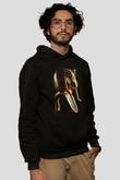 Tutankhamun Baskılı Unisex Siyah Hoodie