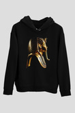 Tutankhamun Baskılı Unisex Siyah Hoodie