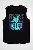 Tutankhamun Baskılı Unisex Siyah Kolsuz Tişört - Tshirt