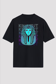 Tutankhamun Baskılı Unisex Siyah Oversize Tişört - Tshirt