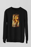 Tutankhamun Baskılı Unisex Siyah Sweatshirt