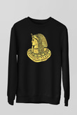 Tutankhamun Baskılı Unisex Siyah Sweatshirt