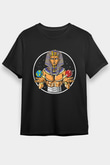 Tutankhamun Baskılı Unisex Siyah Tişört - Tshirt