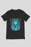 Tutankhamun Baskılı Unisex Siyah V Yaka Tişört - Tshirt