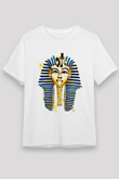 Tutankhamun Unisex Baskılı Beyaz Tişört - Tshirt