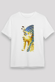 Tutankhamun Unisex Baskılı Beyaz Tişört - Tshirt