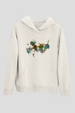 Tuval Beyaz Unisex Kapşonlu Sweatshirt