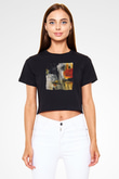 Tuval Siyah  Crop Top Tişört