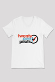 Twenty One Pilots Beyaz Unisex V Yaka Tişört T-Shirt