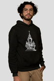 Twin Tribes Baskılı Unisex Siyah Kapüşonlu Sweatshirt