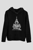Twin Tribes Baskılı Unisex Siyah Kapüşonlu Sweatshirt