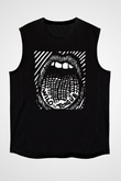 Twin Tribes Baskılı Unisex Siyah Kolsuz Tişört - Tshirt