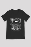 Twin Tribes Baskılı Unisex Siyah V Yaka Tişört - Tshirt