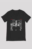 Twin Tribes Baskılı Unisex Siyah V Yaka Tişört - Tshirt
