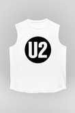 U2 Beyaz Unisex Kolsuz Tişört