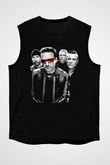 U2 Siyah Unisex Kolsuz Tişört