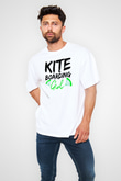 Uçurtma Kayağı Baskılı Unisex Beyaz Oversize Tişört - Tshirt