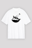 Uçurtma Kayağı Baskılı Unisex Beyaz Oversize Tişört - Tshirt