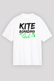 Uçurtma Kayağı Baskılı Unisex Beyaz Oversize Tişört - Tshirt