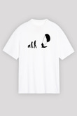 Uçurtma Kayağı Baskılı Unisex Beyaz Oversize Tişört - Tshirt