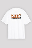 Uçurtma Kayağı Baskılı Unisex Beyaz Oversize Tişört - Tshirt