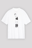Uçurtma Kayağı Baskılı Unisex Beyaz Oversize Tişört - Tshirt