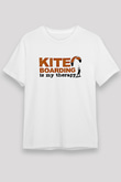 Uçurtma Kayağı Baskılı Unisex Beyaz Tişört - Tshirt