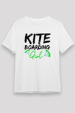 Uçurtma Kayağı Baskılı Unisex Beyaz Tişört - Tshirt
