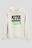 Uçurtma Kayağı Baskılı Unisex Ekru Hoodie