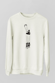Uçurtma Kayağı Baskılı Unisex Ekru Sweatshirt