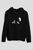 Uçurtma Kayağı - Kite Board Baskılı Unisex Siyah Kapüşonlu Sweatshirt