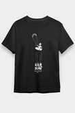 Uçurtma Kayağı - Kite Board Baskılı Unisex Siyah Tişört - Tshirt