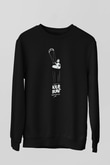 Uçurtma Kayağı - Kite Board Baskılı Unisex Siyah Sweatshirt