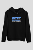 Uçurtma Kayağı - Kite Board Baskılı Unisex Siyah Kapüşonlu Sweatshirt