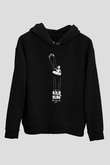 Uçurtma Kayağı - Kite Board Baskılı Unisex Siyah Kapüşonlu Sweatshirt