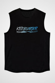 Uçurtma Kayağı - Kite Board Baskılı Unisex Siyah Kolsuz Tişört