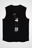 Uçurtma Kayağı - Kite Board Baskılı Unisex Siyah Kolsuz Tişört