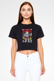 Ultraman Baskılı  Siyah  Crop Top Tişört