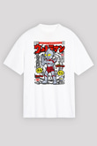 Ultraman Baskılı Unisex Beyaz Oversize Tişört